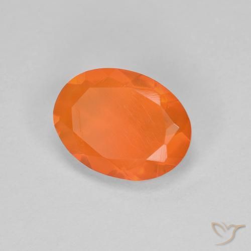 0.67 ct Orange Fire Opal Stone, Natural Fire Opal in Oval Facet Shape for Sale
