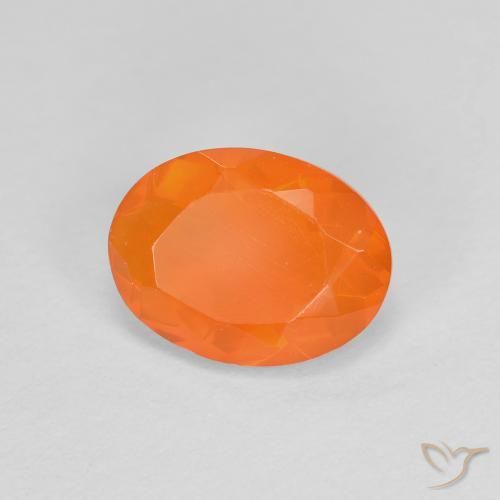 0.72 ct Orange Fire Opal Stone, Natural Fire Opal in Oval Facet Shape for Sale