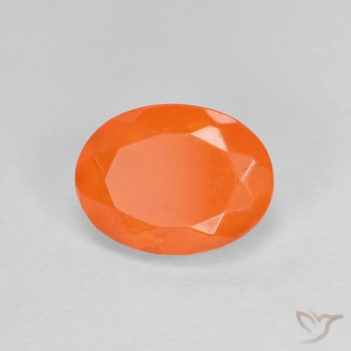 0.79 ct Orange Fire Opal Stone, Natural Fire Opal in Oval Facet Shape for Sale