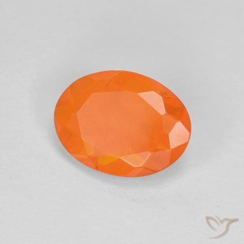 0.63 ct Orange Fire Opal Gemstone, Fire Opal Gem in Oval Facet Shape for Sale.
