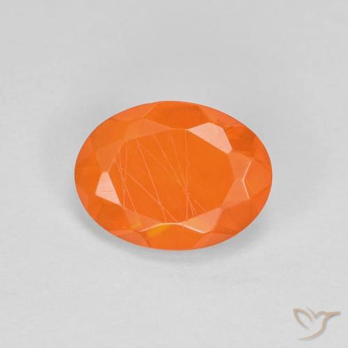 0.63 ct Orange Fire Opal Stone, Natural Fire Opal in Oval Facet Shape for Sale