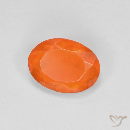 0.68 ct Orange Fire Opal Stone, Natural Fire Opal in Oval Facet Shape for Sale