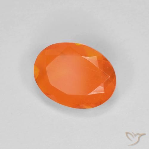 0.81 ct Orange Fire Opal Stone, Natural Fire Opal in Oval Facet Shape for Sale