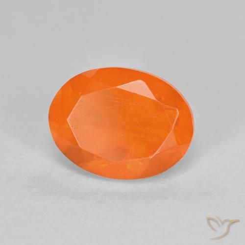 0.92 ct Orange Fire Opal Stone, Natural Fire Opal in Oval Facet Shape for Sale