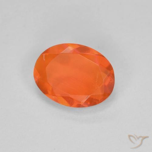 0.56 ct Orange Fire Opal Stone, Natural Fire Opal in Oval Facet Shape for Sale