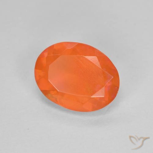 0.68 ct Orange Fire Opal Stone, Natural Fire Opal in Oval Facet Shape for Sale