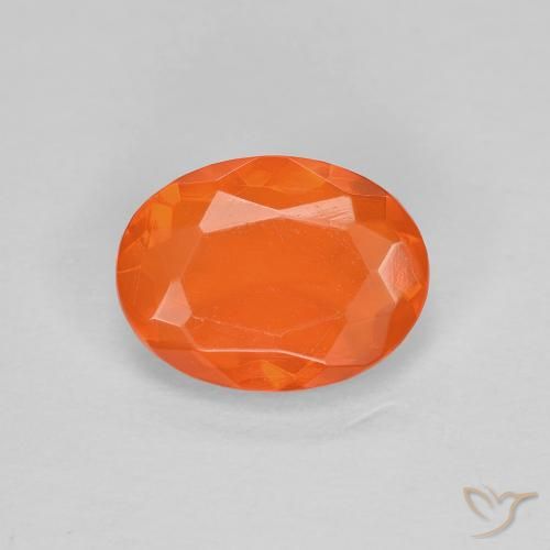 0.67ct Natural Bright Orange Fire Opal, Oval, Transparent