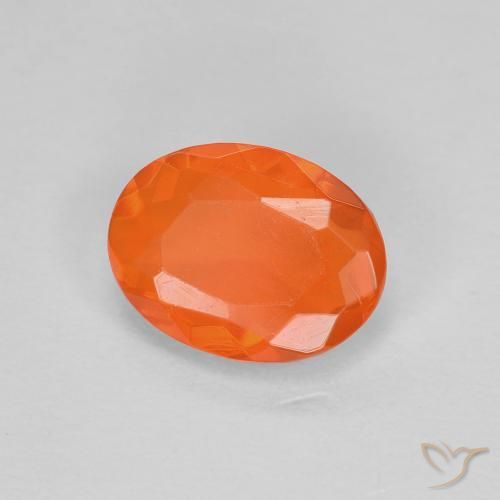 0.67 ct Orange Fire Opal Stone, Natural Fire Opal in Oval Facet Shape for Sale