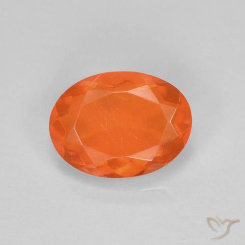Intense Orange Огненный Опал Камень - 0.7ct Фасетный Овал (ID: 585390)