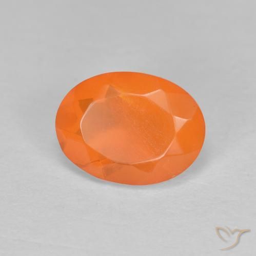 8,2 x 6,1mm Opale di fuoco arancione taglio ovale dal Messico, peso di 0,83 ct, pietra preziosa naturale non trattati in purezza Translucent, 1 pezzo Opale di fuoco Ovale sfaccettato - Colore: Arancione rossastra, durezza Mohs di 5,5 - 6,5 , Photo A
