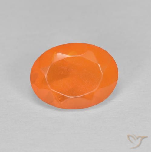 0.83 ct Orange Fire Opal Stone, Natural Fire Opal in Oval Facet Shape for Sale