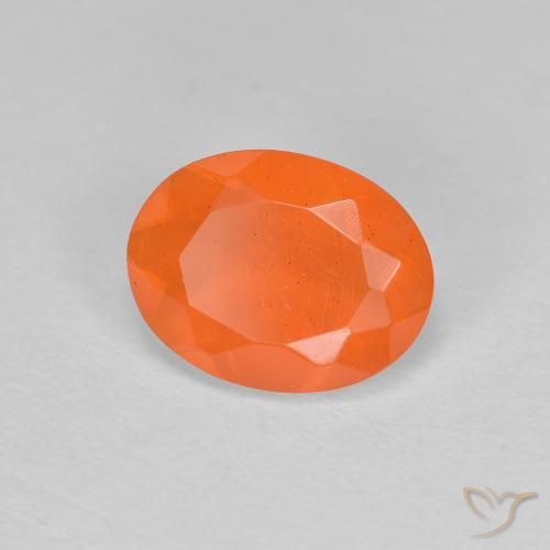 0.69 ct Orange Fire Opal Stone, Natural Fire Opal in Oval Facet Shape for Sale
