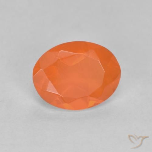 0.63 ct Orange Fire Opal Stone, Natural Fire Opal in Oval Facet Shape for Sale