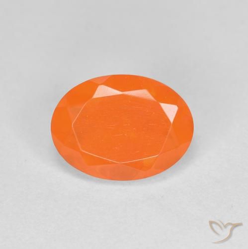 8,1 x 6mm Opale di fuoco arancione Ovale sfaccettato dal Messico, peso di 0,76 ct, pietra preziosa naturale non trattati in purezza Translucent, Opale di fuoco 1pz - il colore è Arancia Fuoco, durezza Mohs di 5,5 - 6,5, Photo A