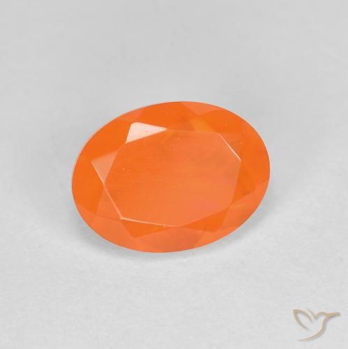 0.76 ct Orange Fire Opal Stone, Natural Fire Opal in Oval Facet Shape for Sale