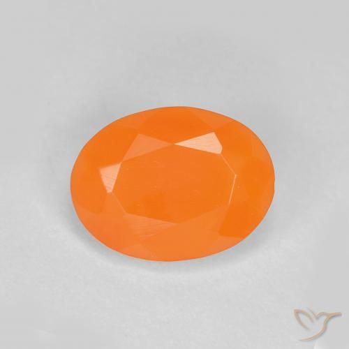 0.70 ct Orange Fire Opal Stone, Natural Fire Opal in Oval Facet Shape for Sale