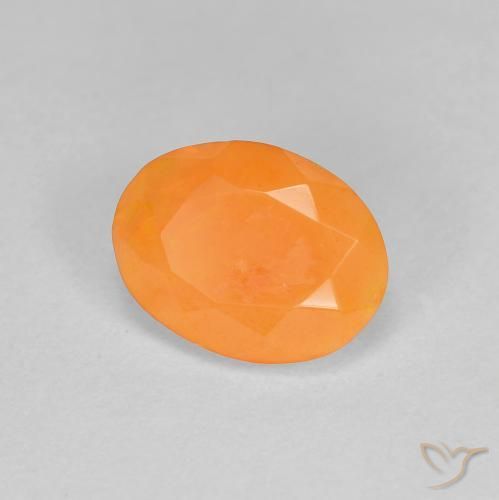 0.75 ct Orange Fire Opal Stone, Natural Fire Opal in Oval Facet Shape for Sale