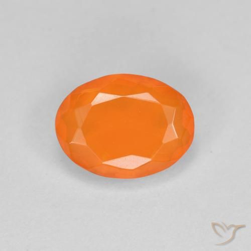 0.67ct Natural Reddish Orange Fire Opal, Oval, Translucent