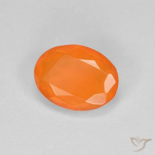 0.67 ct Orange Fire Opal Stone, Natural Fire Opal in Oval Facet Shape for Sale