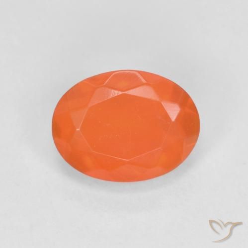0.64ct Natural Deep Reddish Orange Fire Opal, Oval, Translucent