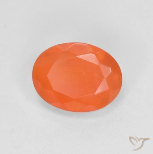 0.64 ct Orange Fire Opal Stone, Natural Fire Opal in Oval Facet Shape for Sale