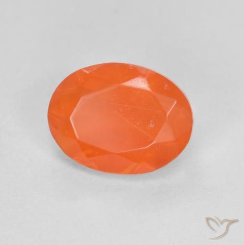 0.72 ct Orange Fire Opal Stone, Natural Fire Opal in Oval Facet Shape for Sale