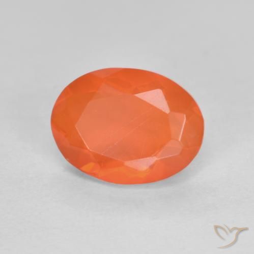 0.72 ct Orange Fire Opal Stone, Natural Fire Opal in Oval Facet Shape for Sale