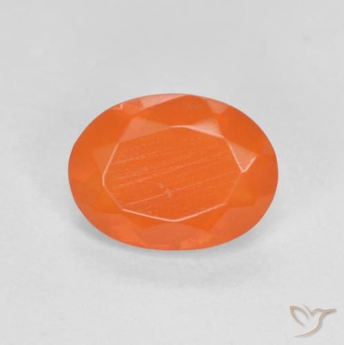Opale di fuoco arancione taglio ovale da 0,77 ct dal Messico, dimensione 8,1 x 6mm, pietra preziosa naturale non trattati , purezza Translucent, Opale di fuoco Ovale sfaccettato da 1 pz, durezza Mohs di 5,5 - 6,5, Photo A