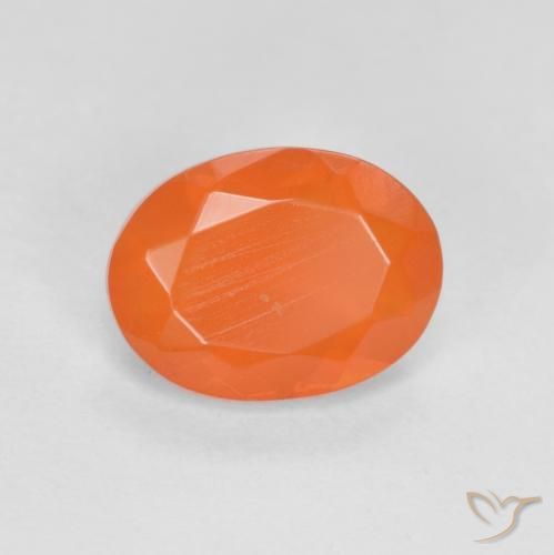 0.77 ct Orange Fire Opal Stone, Natural Fire Opal in Oval Facet Shape for Sale