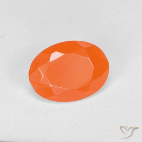 0.64 ct Orange Fire Opal Stone, Natural Fire Opal in Oval Facet Shape for Sale