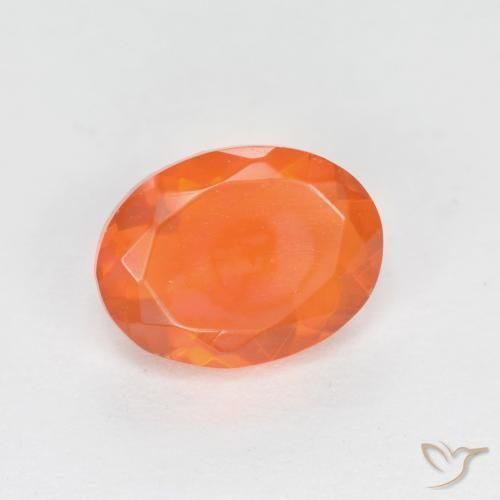 0.80 ct Orange Fire Opal Stone, Natural Fire Opal in Oval Facet Shape for Sale