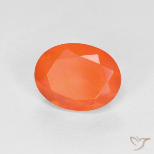 0.77 ct Orange Fire Opal Stone, Natural Fire Opal in Oval Facet Shape for Sale