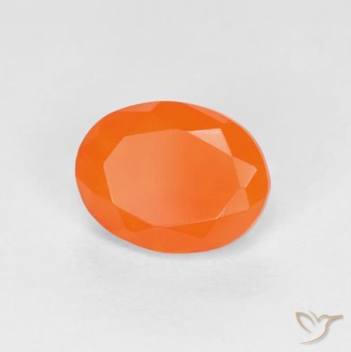 0.76 ct Orange Fire Opal Stone, Natural Fire Opal in Oval Facet Shape for Sale