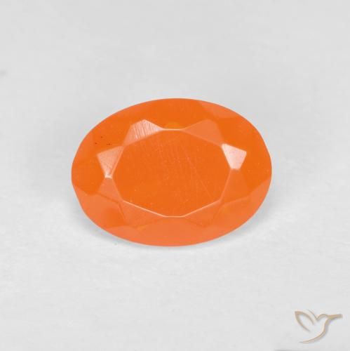 8 x 6,1mm Opale di fuoco arancione taglio ovale dal Messico, peso di 0,71 ct, pietra preziosa naturale non trattati in purezza Translucent, 1 pezzo Opale di fuoco Ovale sfaccettato - Colore: Arancio Medio, durezza Mohs di 5,5 - 6,5 , Photo A