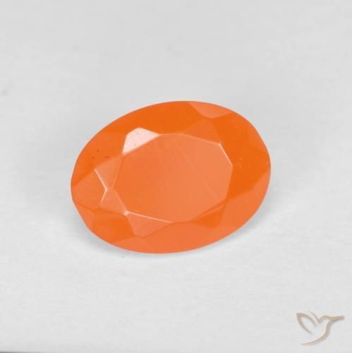 0.71 ct Orange Fire Opal Stone, Natural Fire Opal in Oval Facet Shape for Sale