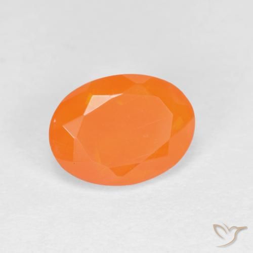 0.70 ct Orange Fire Opal Stone, Natural Fire Opal in Oval Facet Shape for Sale