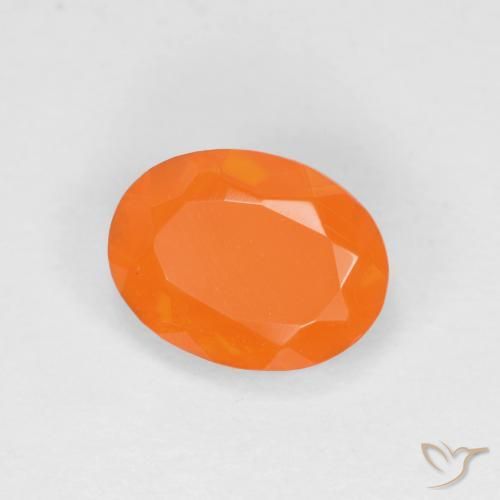 0.61 ct Orange Fire Opal Stone, Natural Fire Opal in Oval Facet Shape for Sale