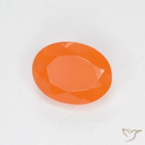 0.62 ct Orange Fire Opal Stone, Natural Fire Opal in Oval Facet Shape for Sale