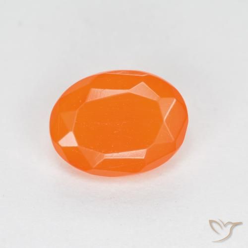 Bright Orange Fire Opal Gem - 0.6ct Oval Facet (ID: 592326)