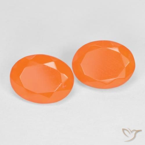 1.56 ctw Orange Fire Opal Stones, Natural Fire Opal in Oval Facet Shape for Sale