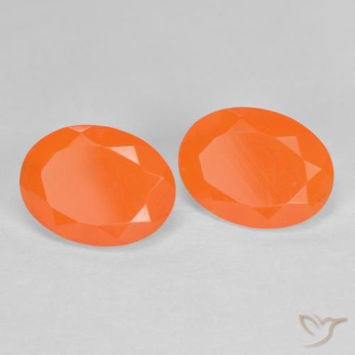 1.36 ctw Orange Fire Opal Stones, Natural Fire Opal in Oval Facet Shape for Sale