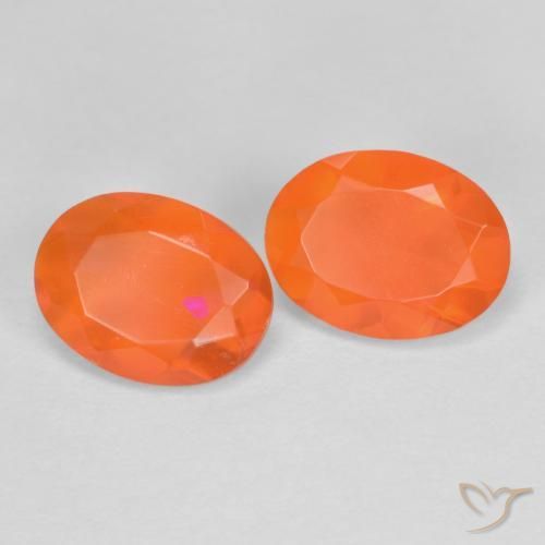 1.23 ctw Orange Fire Opal Stones, Natural Fire Opal in Oval Facet Shape for Sale