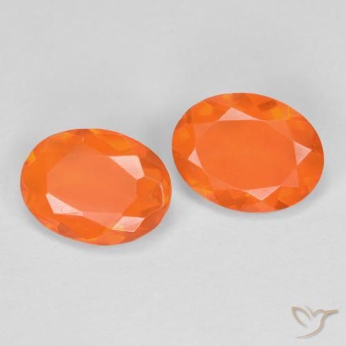 1.12 ctw Orange Fire Opal Stones, Natural Fire Opal in Oval Facet Shape for Sale