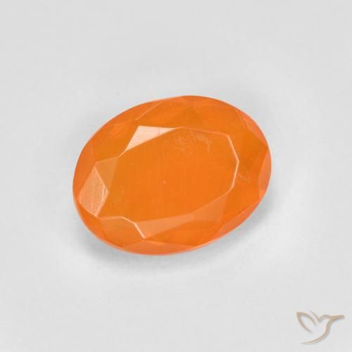 0.65 ct Orange Fire Opal Stone, Natural Fire Opal in Oval Facet Shape for Sale