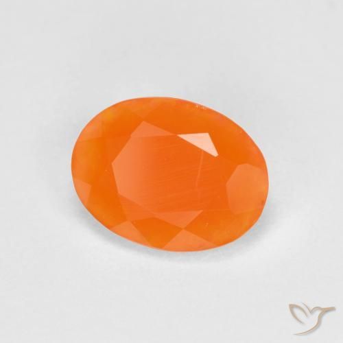 0.68 ct Orange Fire Opal Stone, Natural Fire Opal in Oval Facet Shape for Sale
