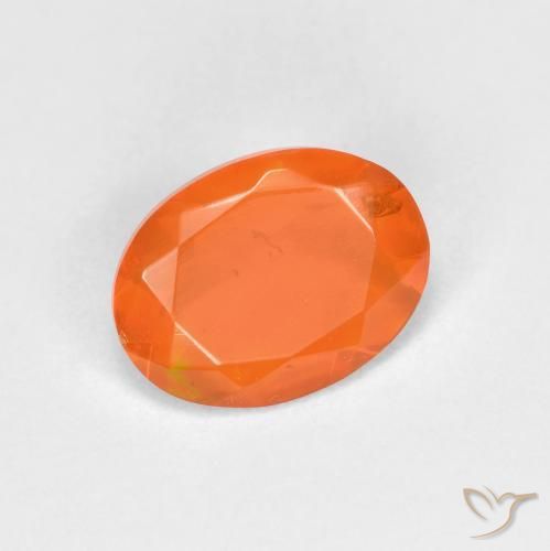 0.67 ct Orange Fire Opal Stone, Natural Fire Opal in Oval Facet Shape for Sale