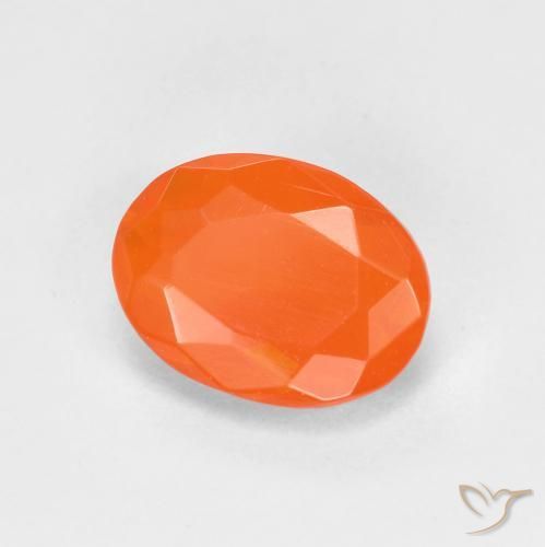 0.65 ct Orange Fire Opal Stone, Natural Fire Opal in Oval Facet Shape for Sale