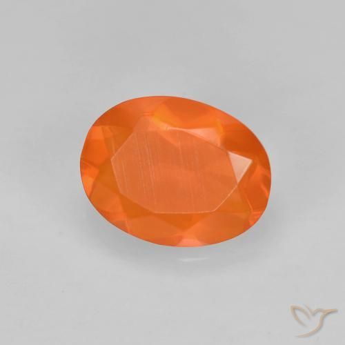 0.65 ct Orange Fire Opal Stone, Natural Fire Opal in Oval Facet Shape for Sale