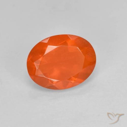 0.65 ct Orange Fire Opal Stone, Natural Fire Opal in Oval Facet Shape for Sale