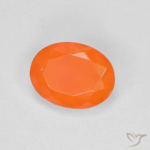 0.70 ct Orange Fire Opal Stone, Natural Fire Opal in Oval Facet Shape for Sale